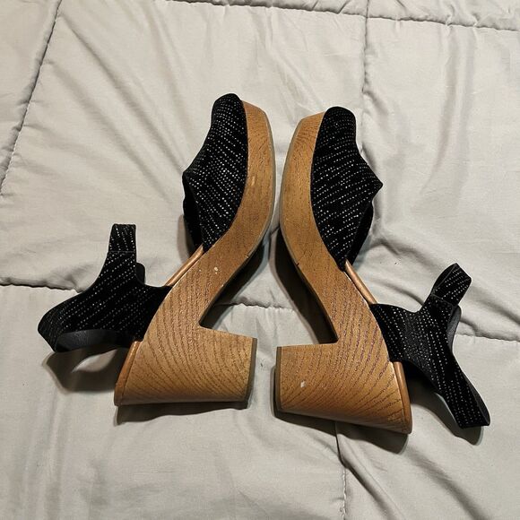 Universal Thread Womens Size 11 Marcia Clogged Heel Jet Black Sparkle Clogs - Picture 7 of 9